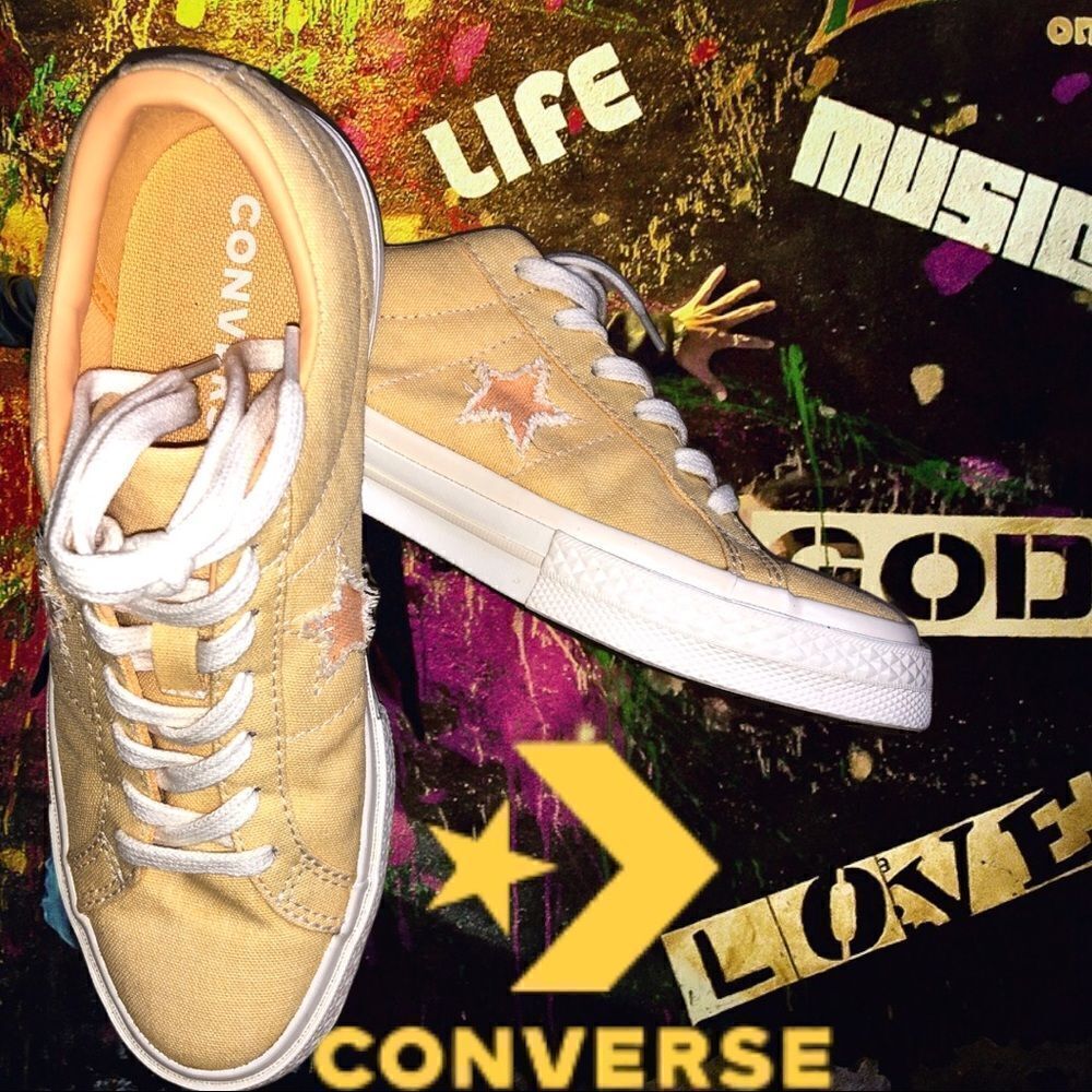 CONVERSE ONE STAR SUNBAKED MENS WOMENS UNISEX 164358C BUTTER YELLOW/MELON BALLER